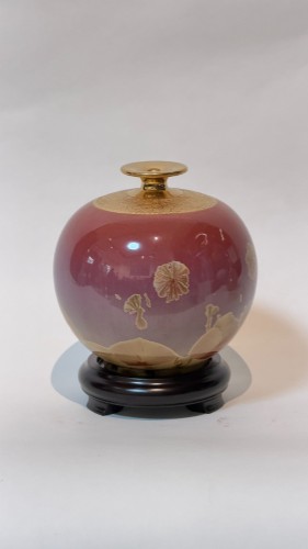 紅底黃金結晶 描金小圓球